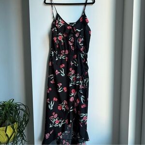 Indulge Black Dress with pink Floral Pattern XL